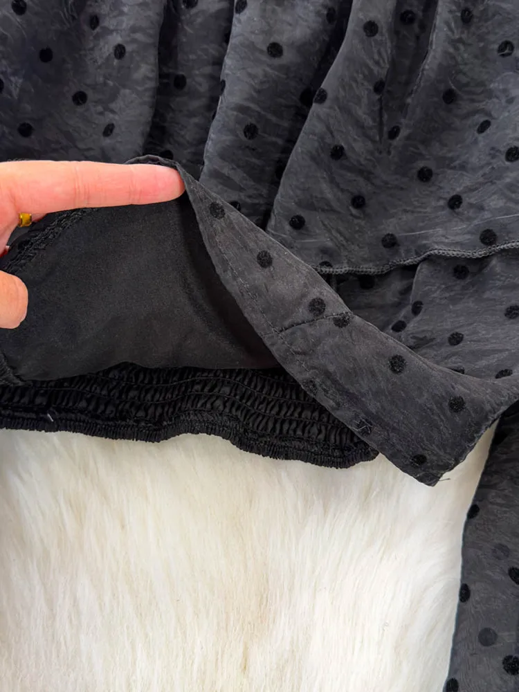 女性用 オフショルダー バケーション ブラウス 春 水玉模様 フラウンス スリーブ デザイン トップス ルーズ オールマッチ 通勤 長袖