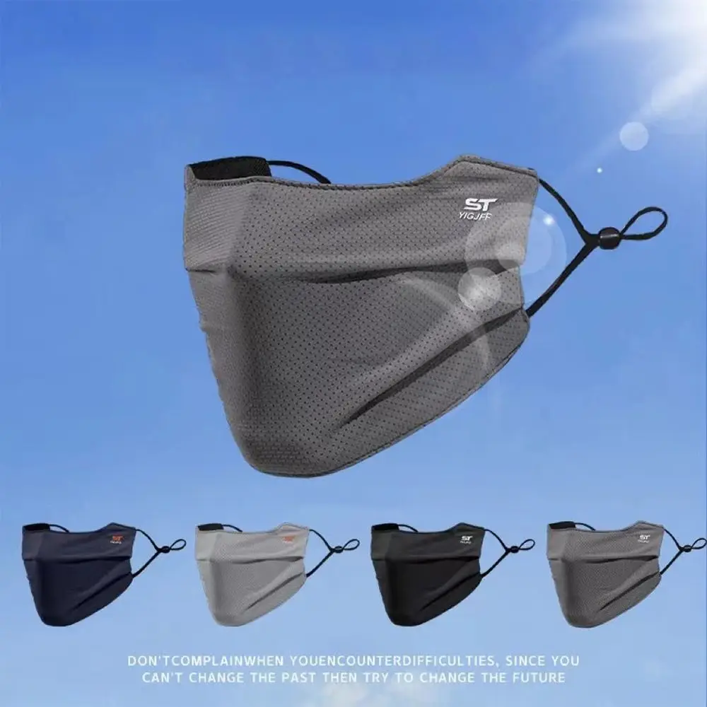 Copertura per il viso in nylon Protezione solare Maschera per il viso Riutilizzabile Traspirante Maschera per il viso in seta di ghiaccio Visiera UV lavabile in tinta unita