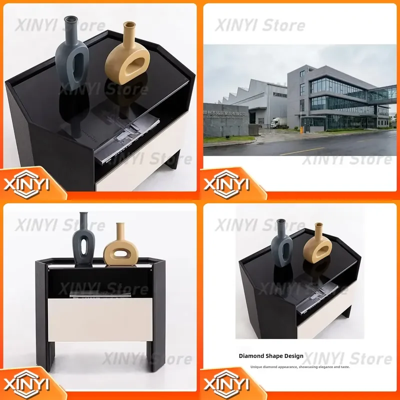 Italian-style Minimalist Modern Luxury Small Bedside Cabinet Side Table for Living Room Corner Storage for Sofa Bedroom Home