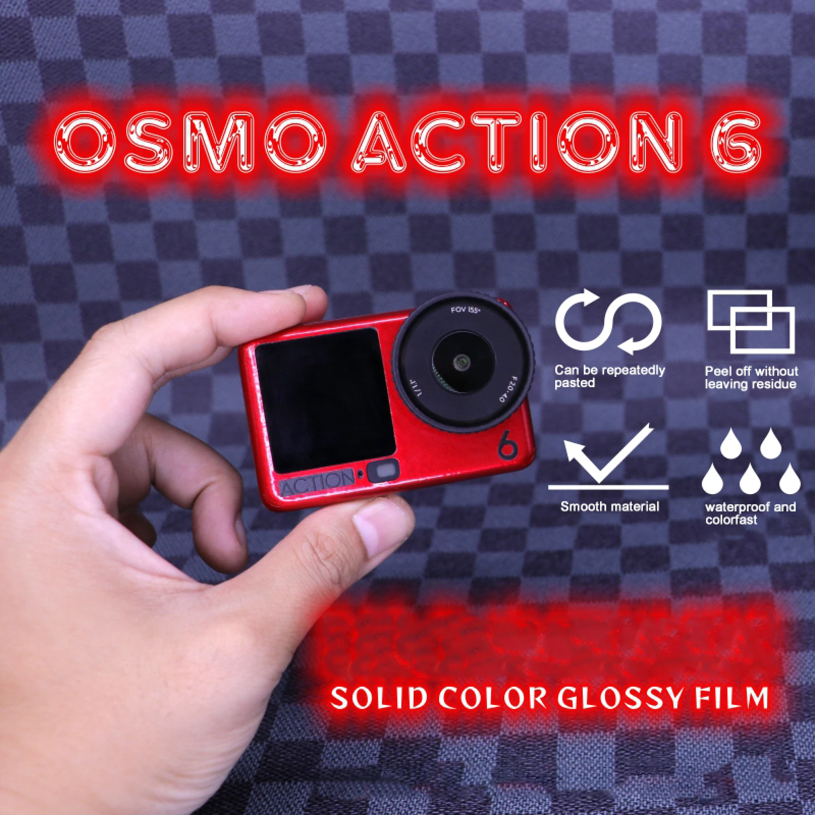 for DJI Osmo Action6 PVC Stickers Film Scratch-Proof Removable Skin Decal Cover for Action Camera
