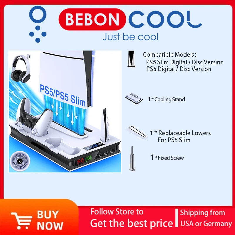 BEBONCOOL Cooling Stand for ps5 Slim Vertical Stand For PS5 Fast Charging Station For SONY Playstation5 Gamepad Charging Dock