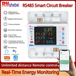 RMshebei Smart Circuit Breaker RS 485 3 Phase Over Under Voltage Protector Tuya Smart Switch With Metering Switch Energy Meter