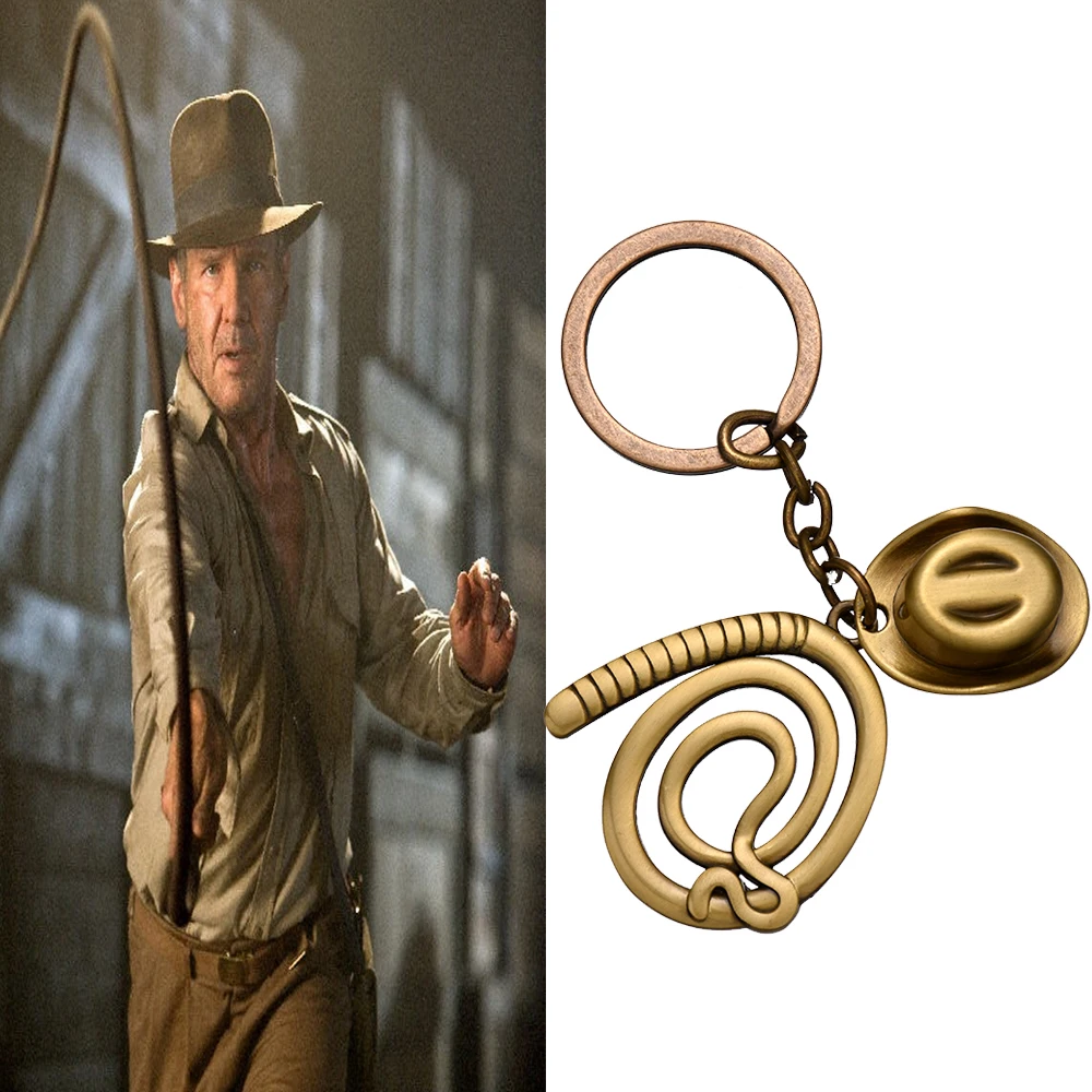 Raiders Of The Lost Ark Indiana Jones Pendant Necklace Hat&Whip Alloy Cowboy Chain Necklace Chaveiro Jewelry for Fans Keychain