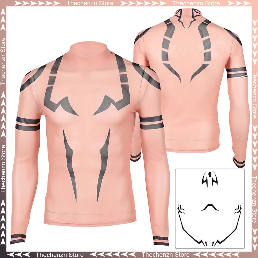Vestido elegante Sukuna Ryoume Cosplay para hombres tatuaje impreso Tops Anime Jujutsu de Kaisen disfraz hombre fantasía juego de rol traje de fiesta