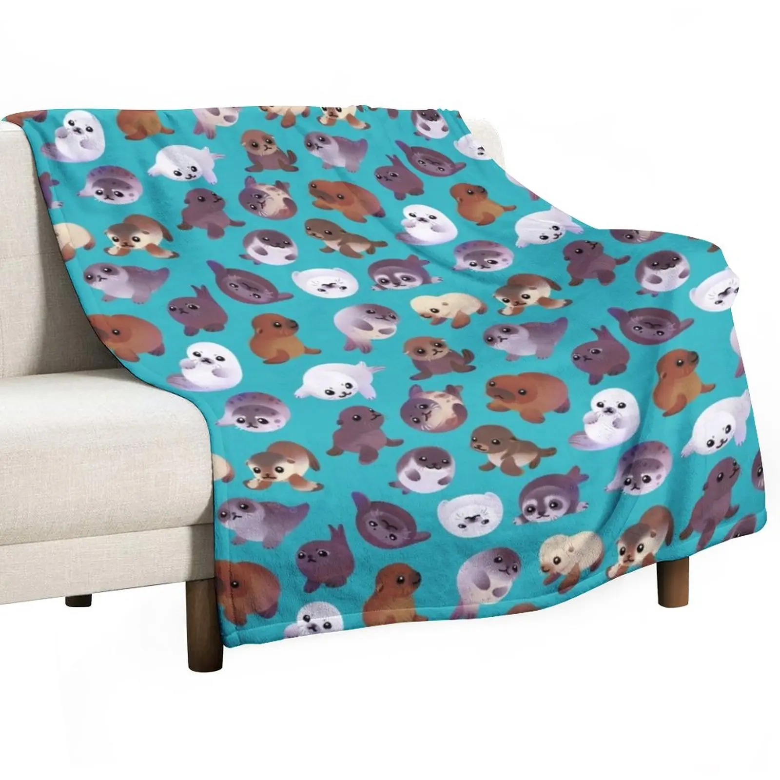 

Seal pup Throw Blanket Thermal Plush Plaid on the sofa heavy to sleep Blankets