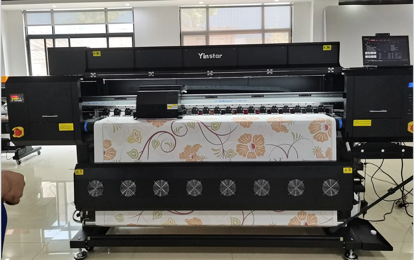 for 1.85m speed stable 4heads dye sublimation plotter printing machine  printer in fabric with dancing bar and air tension