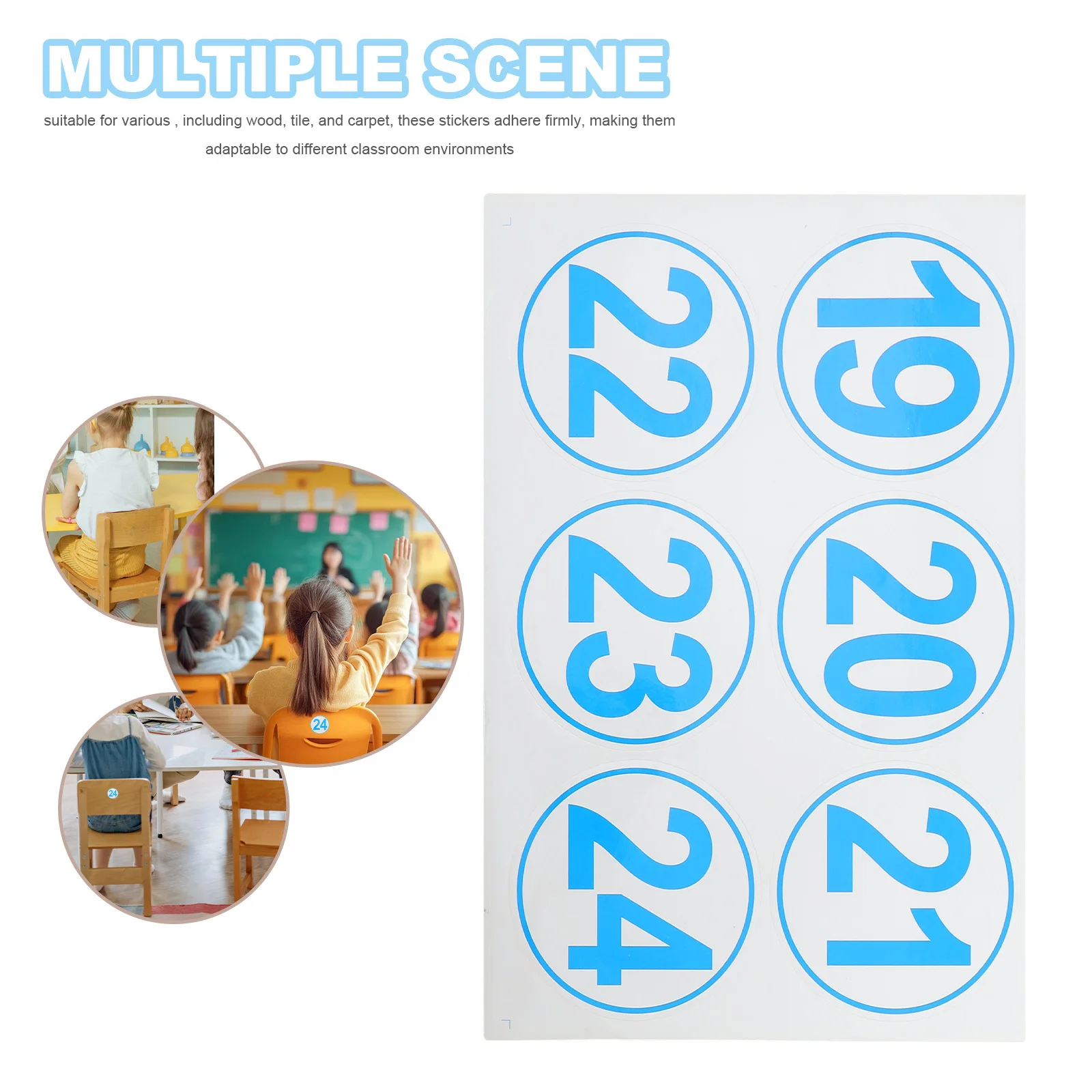 18 ورقة ملصقات أرقام كبيرة زرقاء ملصقات أرضية ذاتية اللصق للفصول الدراسية لمرحلة ما قبل المدرسة ورياض الأطفال قابلة لإعادة الاستخدام وقابلة للتقشير واللصق