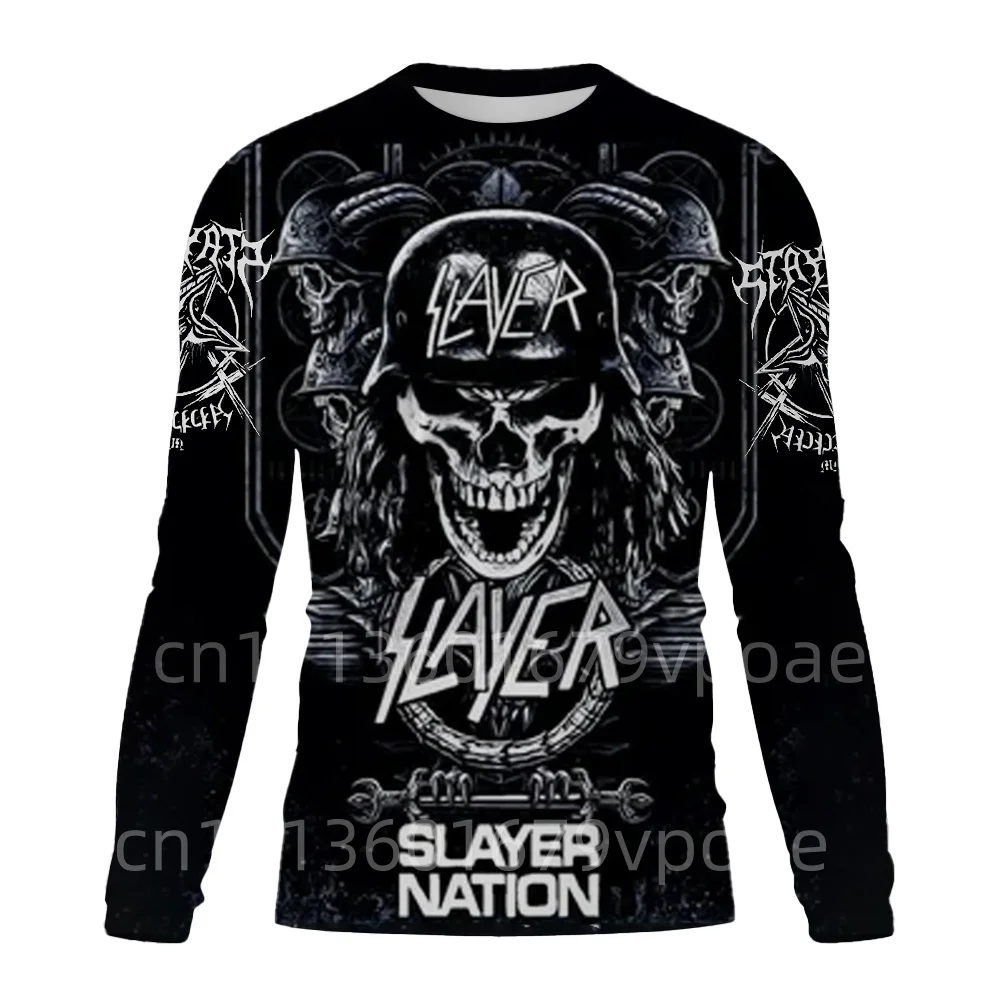 Slayer Band Theme 3D Print Long Sleeve T-Shirt Rock Style Street Fashion Top Daily Casual Wear
