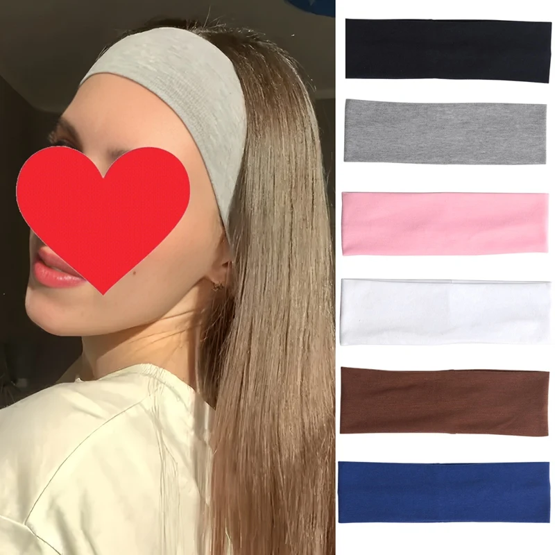 

4Pcs Cotton Simple Elastic Hairbands Fashion Women Solid Color Wash Face Make-up Hair Band Vintage Sports Running Yoga Headbands
