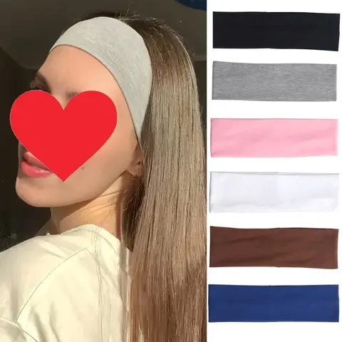 4 adet pamuk basit elastik saç bantları moda kadın düz renk yıkama yüz makyaj saç bandı Vintage spor koşu Yoga bantları