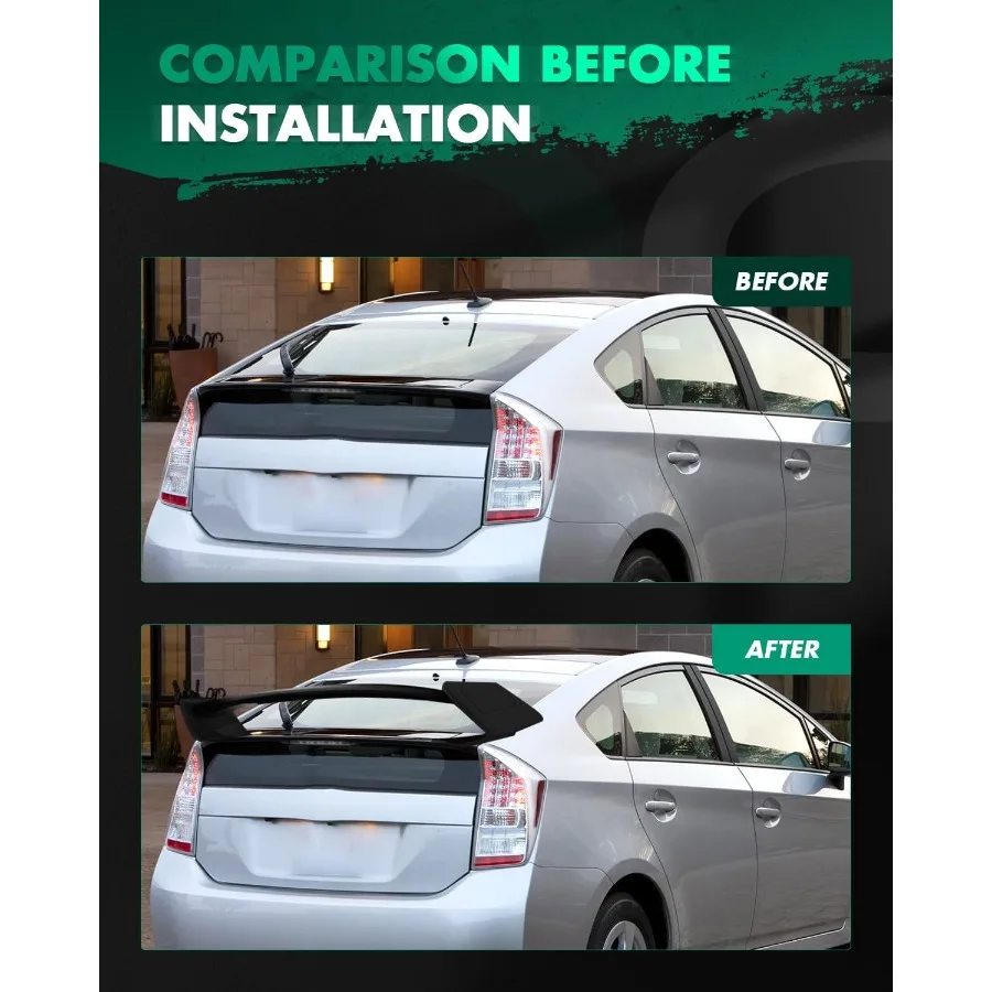 جناح سبويلر خلفي أسود غير لامع لسيارة تويوتا بريوس 20102015 و20122015 تويوتا بريوس المكونات يناسب تصميم الركيزة يعزز Ae #6