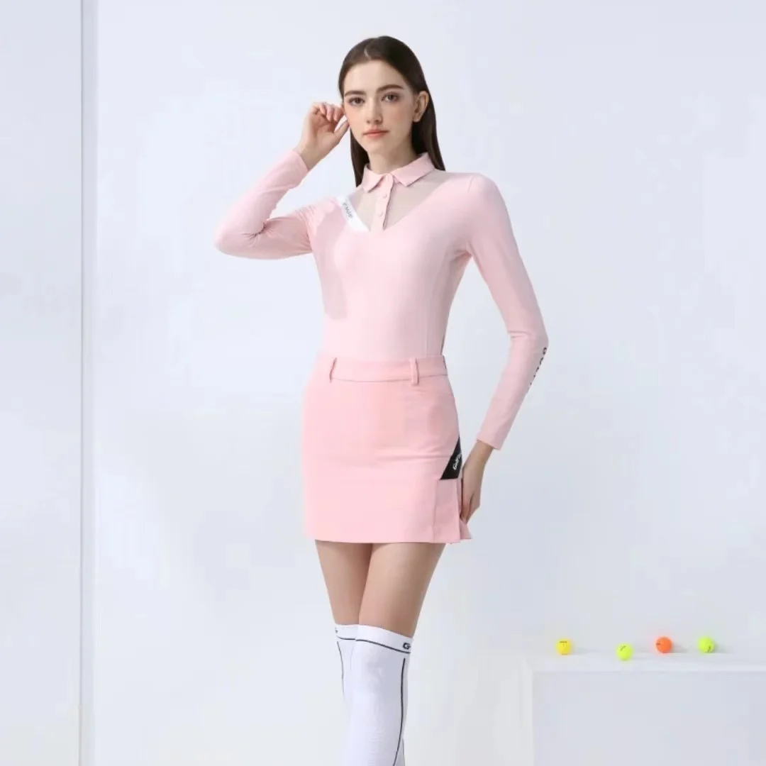 Golfist Golf  Elastic Long Sleeve Shirt Blouse Women Mesh V-neck Golf T-shirt Lady Golf  Pencil Skort Tennis Clothing