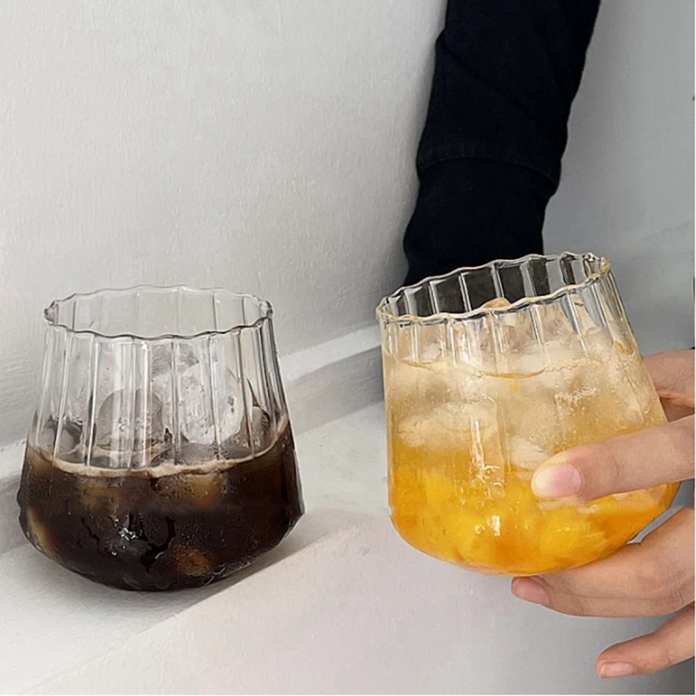 INS Ripple Drinking Glasses Cups for Coffee Tea Whiskey Cocktail Milk Home Party Wedding Anniversary Drinkware 860/750/500/430ML