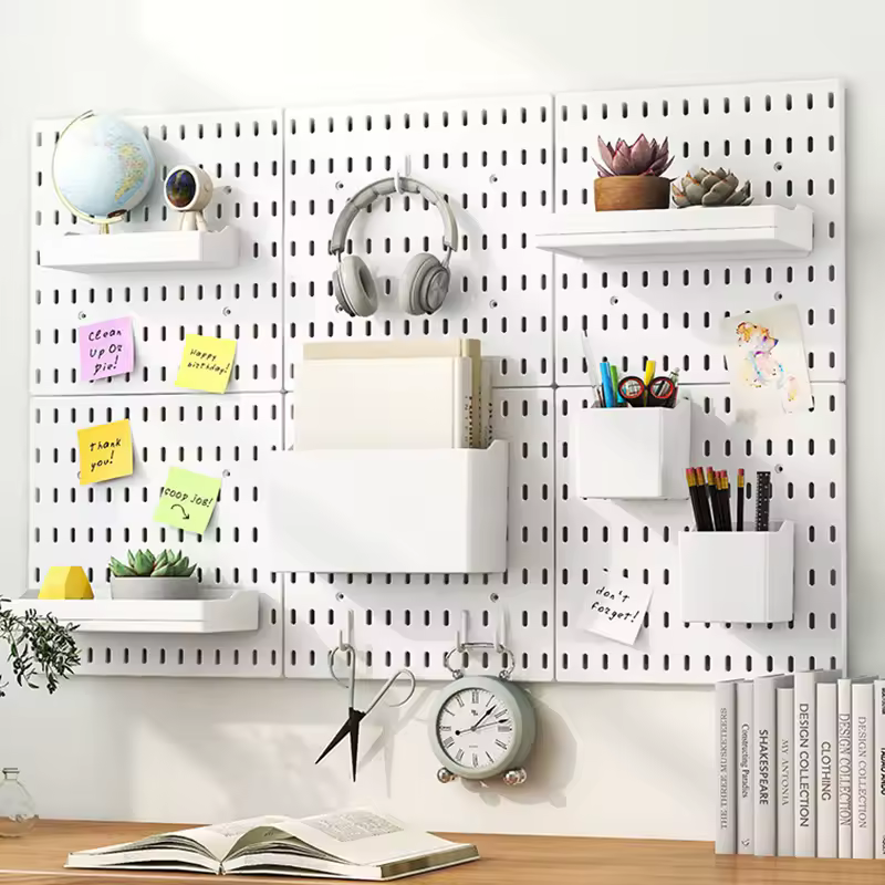 New DIY Pegboard Accessories Hanging Shelf Storage Hooks Wall Organizer No Punching Crafts Organization For Garage Kitchen Room