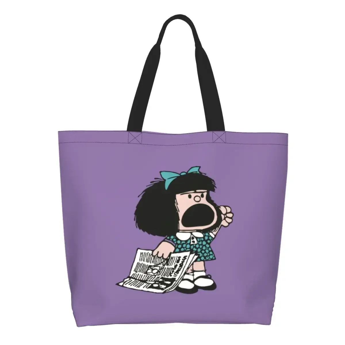 

Recycling Mafalda Protesting Shopping Bag Women Canvas Shoulder Tote Bag Durable Classic Cartoon Groceries Shopper Bags