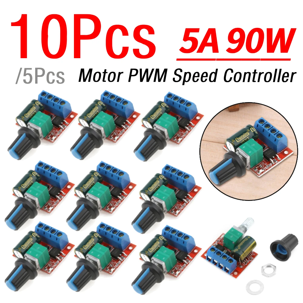 5/10Pcs DC 4.5V-35V 5A PWM Motor Speed Controller 90W PWM Adjustable Drive Module Fuse Automatic Recovery Motor Speed Regulator