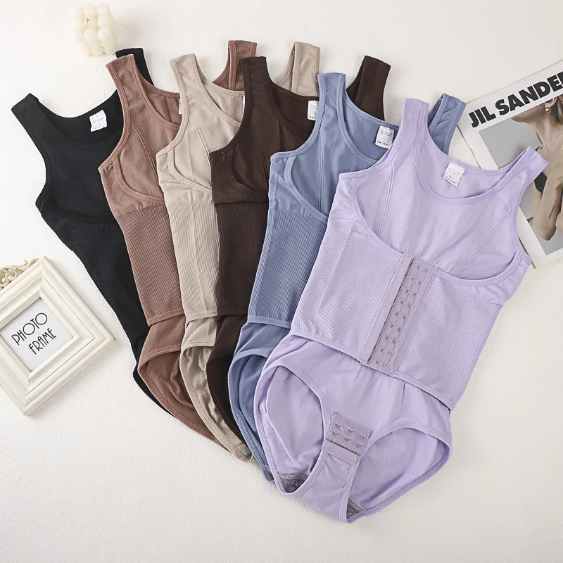 Women Bodysuit Shapewear Double Breasted Tummy Control Fajas Body Shaper New Sexy Slim Cincher Corset Tops Plus Size