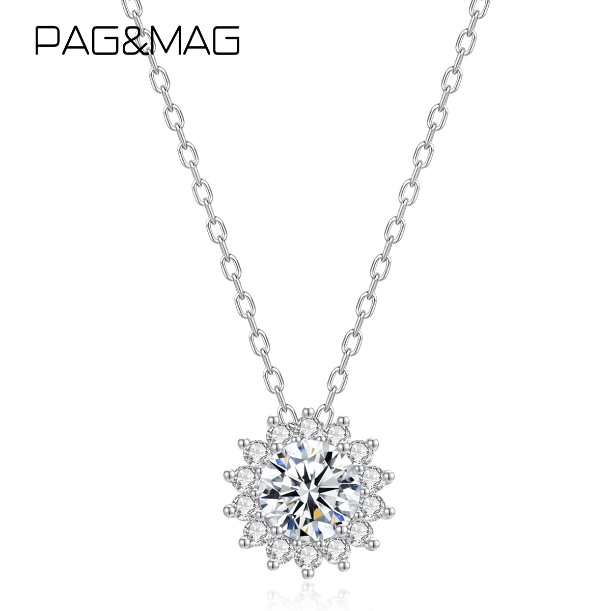 

PAG MAG S925 ожерелья с подвеской в форме снежинки в форме цветка, элегантные сверкающие цепочки с цирконием для женщин, женские свадебные вечерние зимние украшения