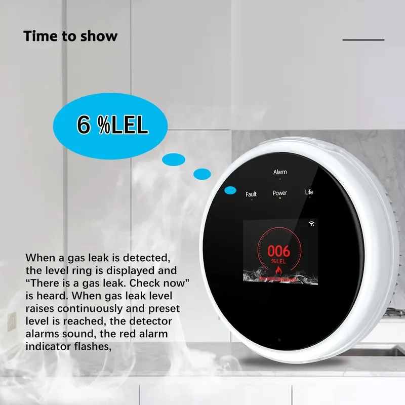 Graffiti smart wifi gas alarm WIFI  natural  liquefied  leak detector TUYA APP