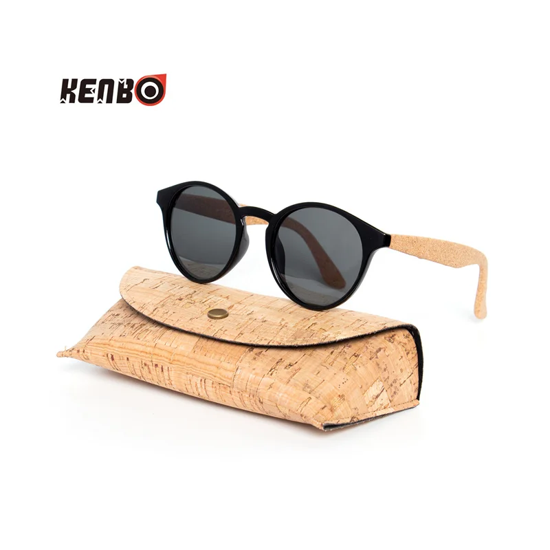 Kenbo High Quality Round Wood Bamboo Grain Polarized Sunglasses With Case Fashion Women Man Shades Wooden Sunglasses