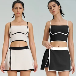 1/2PCS Yoga Set for Women Tennis Outfits Sports Bra Badminton Skirts Workout Sportswear Running Gym Wear Athletic Suits