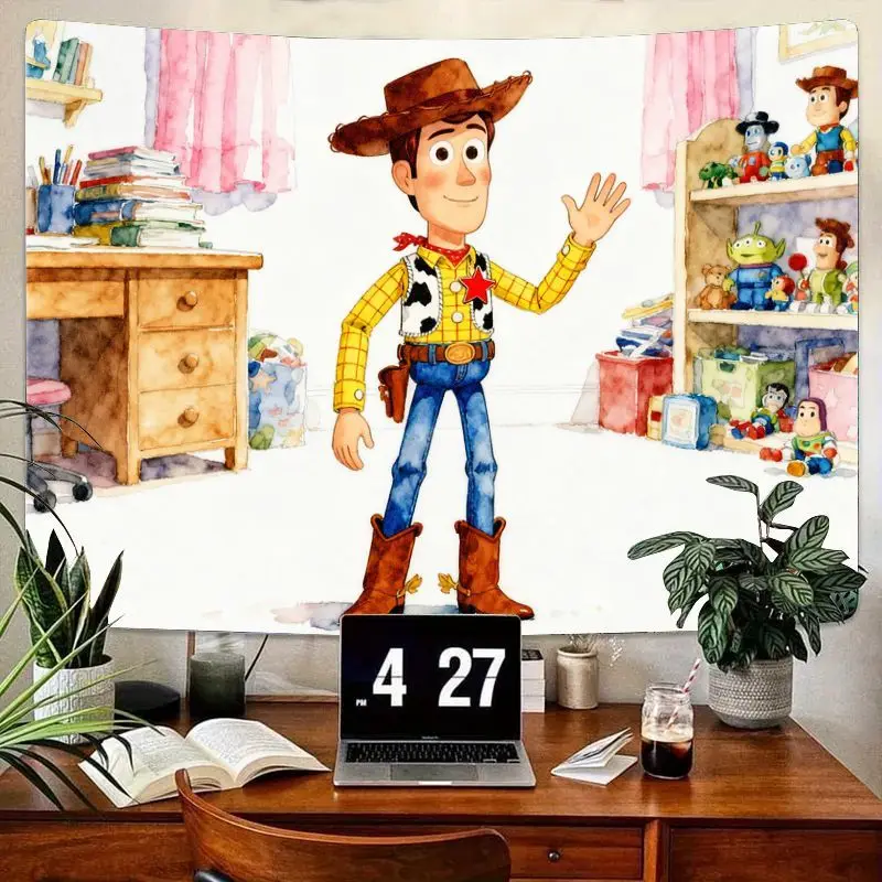 

1 шт., ковбойский гобелен Disney Pixar Toy Story Вуди, яркий полиэстер, настенное искусство для декора детской спальни, гостиной, подарок фанату