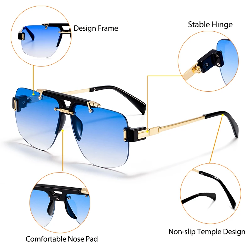 Caterside óculos de sol masculino plano ponte dupla design piloto óculos de sol moda na moda feminina festa decoração óculos uv400