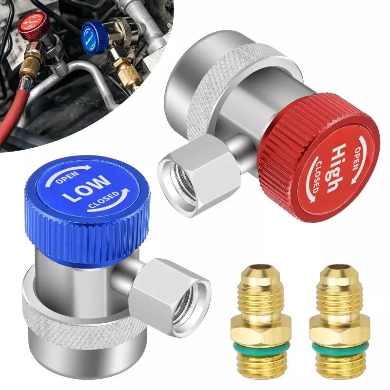 R134A Freon Auto Car Quick Coupler Connector For Automotive Air Conditioning Liquid High And Low Pressure Refrigerant Conversion