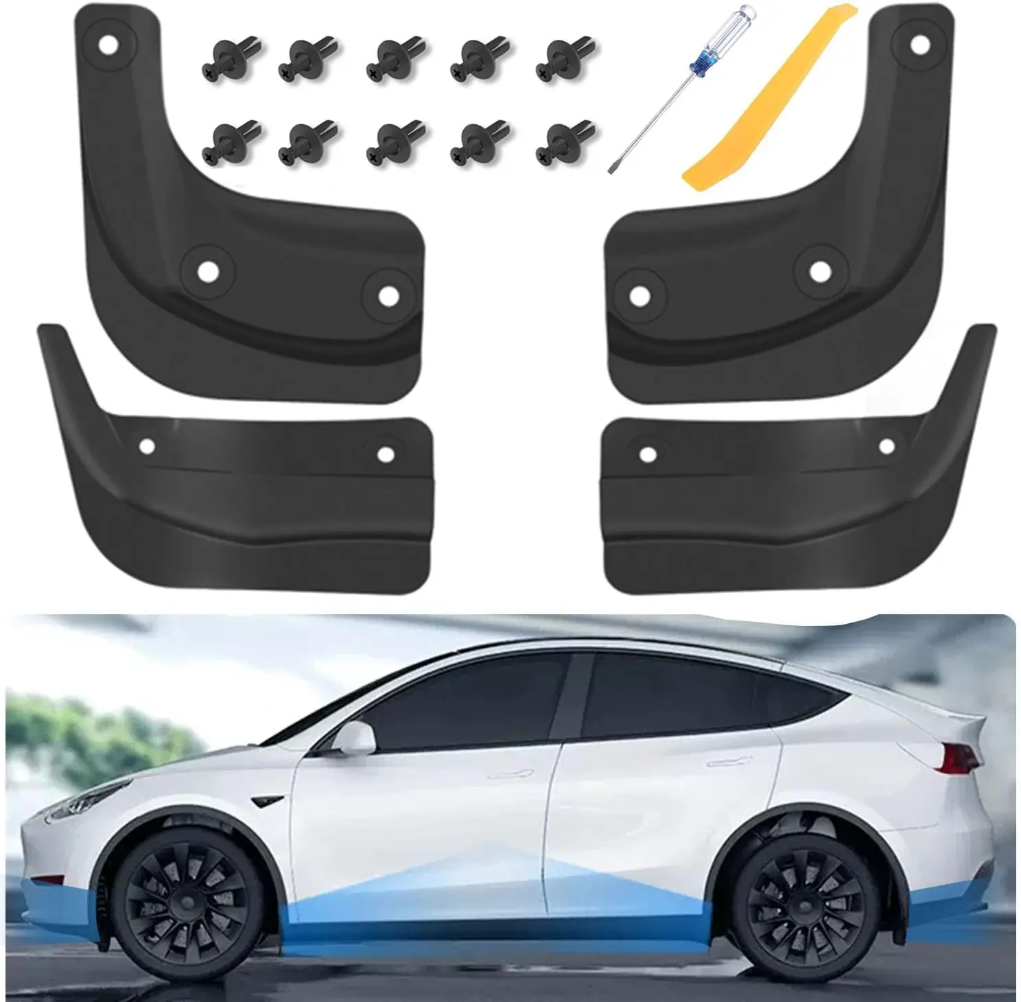 

Mud Flaps for Tesla Model 3 Highland 2024, Mud Flaps Splash Guards for Model 3 Highland, No Drilling Mud Flaps for Tesla Model 3