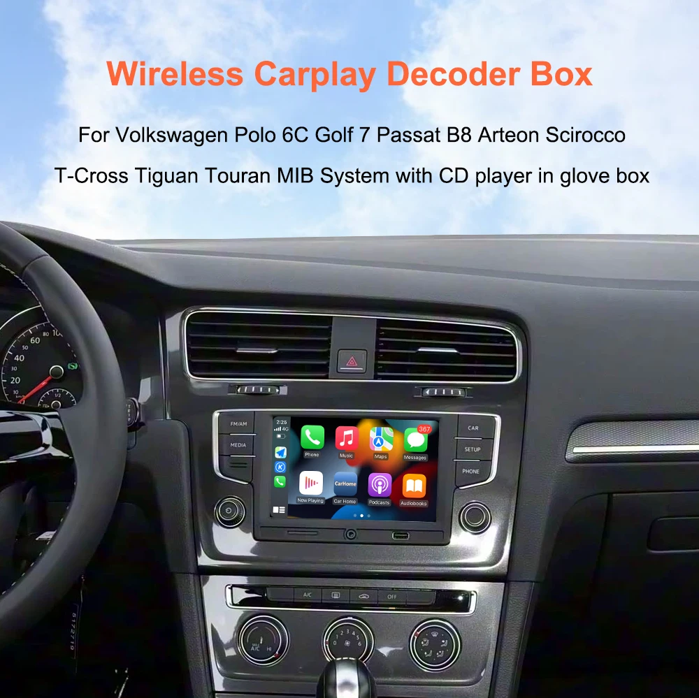 Bonroad Kabelloses Carplay Android Auto Modul Airplay AutoLink Mirror für VW Volkswagen MIB MIB2 Golf 7 Polo Passat B8 Tiguan Box – Detail 1