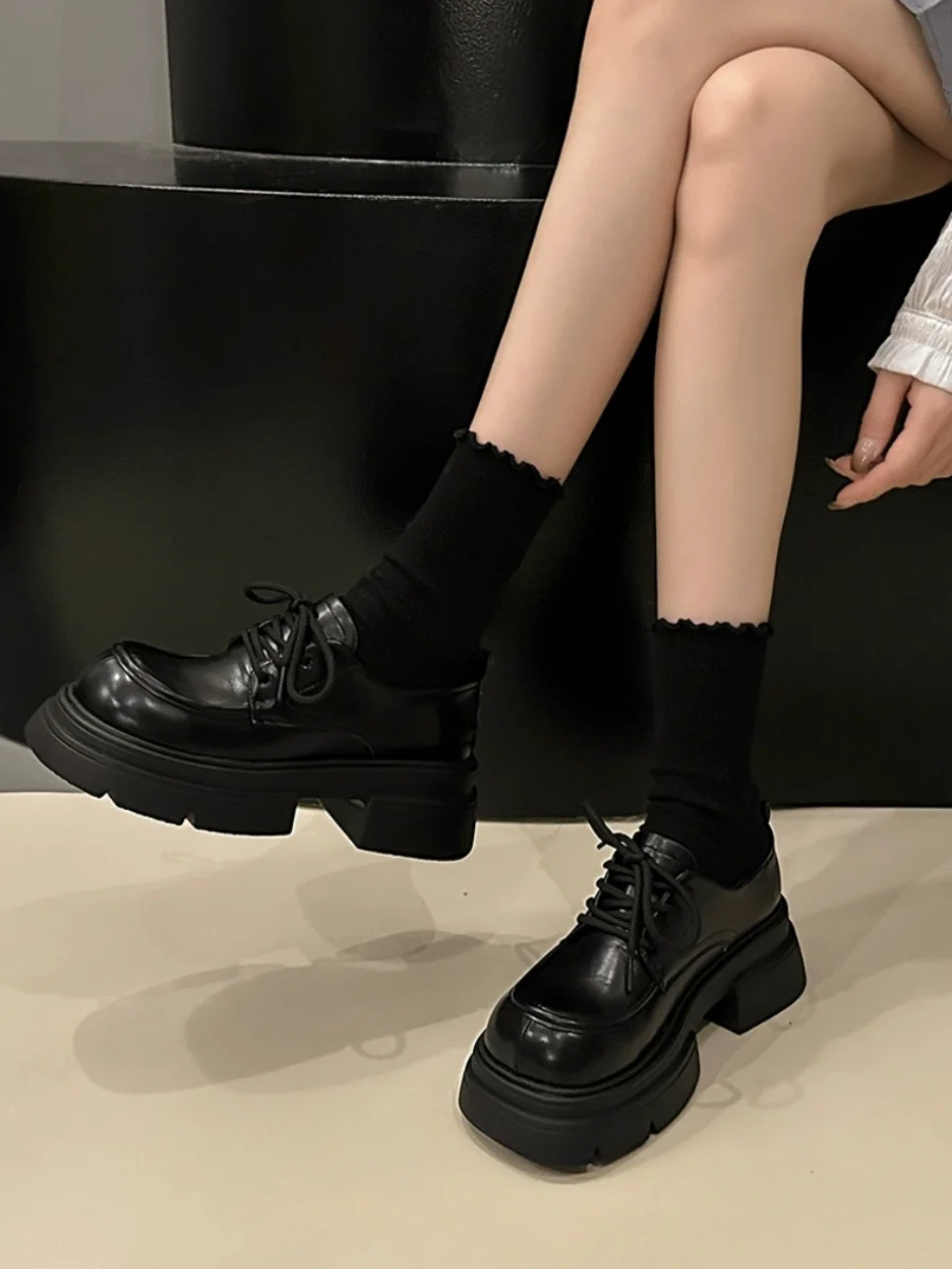 Shoes Autumn Clogs Platform British Style Oxfords Women\'s Casual Female Sneakers Flats Modis Round Toe Fall Retro Creepers Prepp