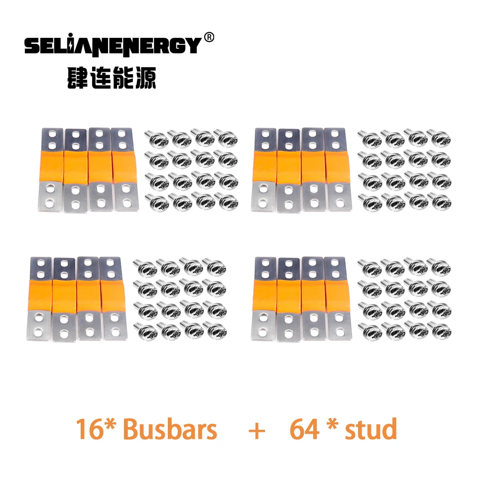 

16pcs Flexible Busbar Connector Nickel Plated Copper Bus Bars 300A Double-Hole Insulated Busbar for DIY 48V 280ah-320ah Lifepo4
