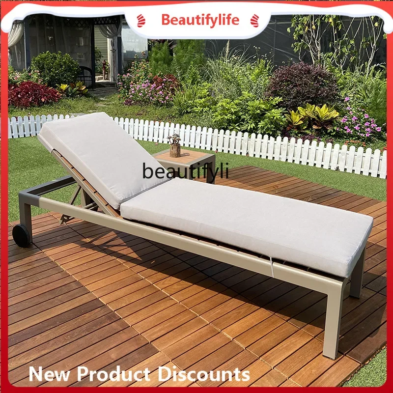 

yj7 Outdoor Villa Pool Lounger Courtyard Scenic Beach Resort Lounger Bed Homestay Plastic Wood Lounger