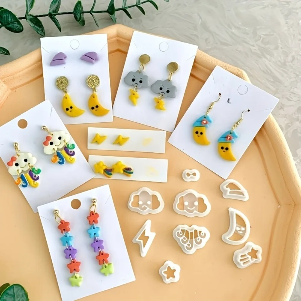 Conjunto de 9 Cortadores de Argila Polimérica Boho para Verão, Moldes de Nuvem, Lua, Estrela e Raio para DIY Brincos e Kit de Fabricação de Joias