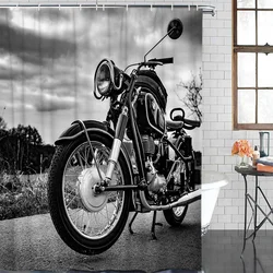 Motorcycle On The Road Vintage Waterproof Bathroom Decoration Shower Curtain With Hook Bathtub Curtains Bathroom Accessories