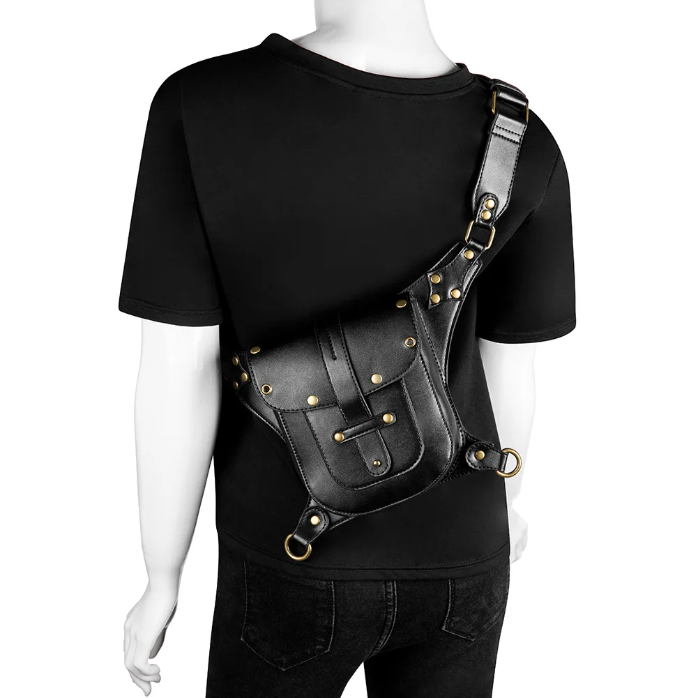 Gothic Cool Motorcycle Punk Waist Bag Waist Leg Hip Belt Messenger Shoulder Bag Mobile Phone Waist Bag Fanny Pack Pack for Women