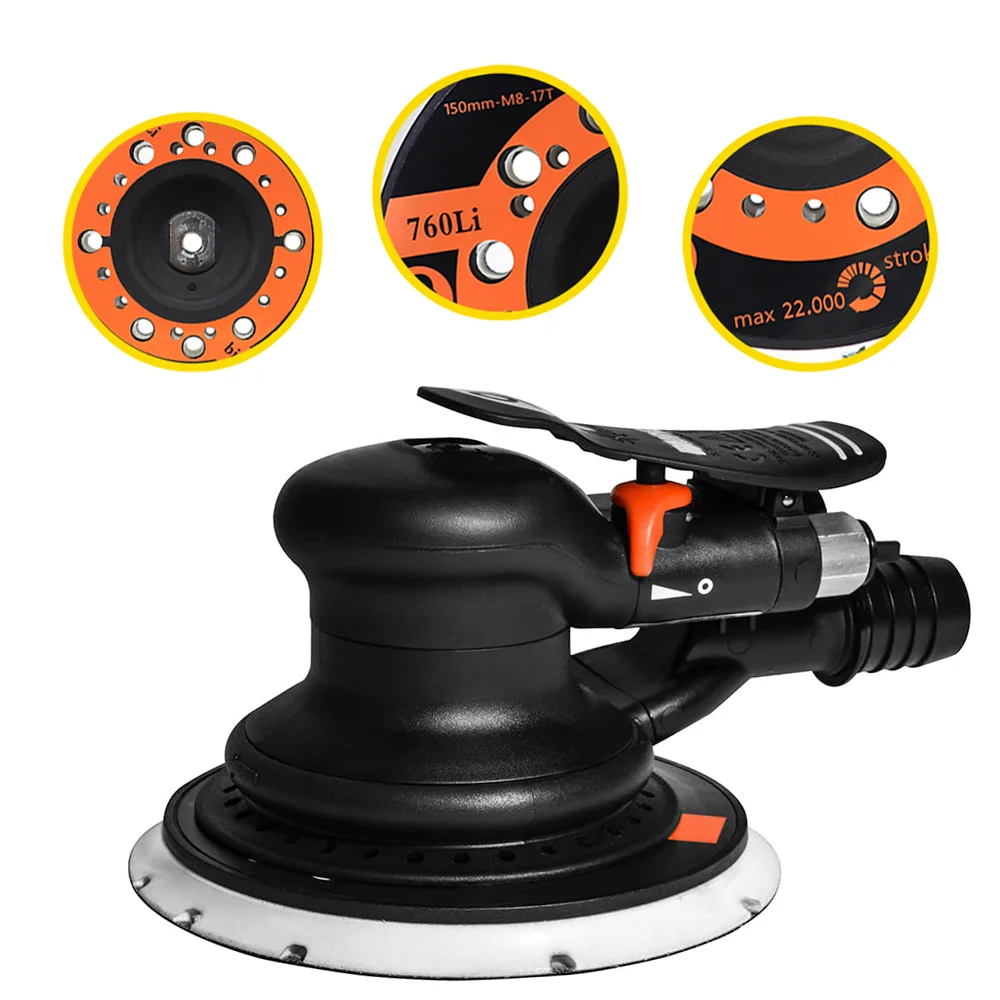 6 Inch 44 Hole Backing Plate Hook & Loop Dust Free Sanding Pad,M8-17T Thread Self Adhesive Grinding Pad for RUPES Orbital Sander