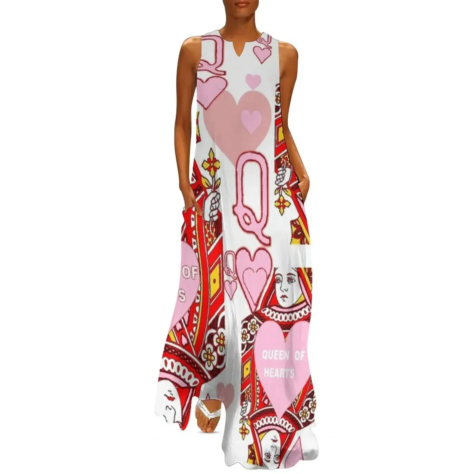 

DECORATIVE RED & PINK QUEEN OF HEARTS CASINO ART Long Dress Womens dresses women's summer dresses 2025 Dress