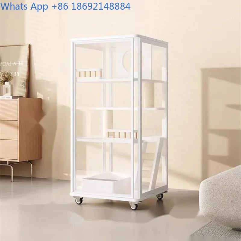 

Panoramic Glass Cat Villa Household Cat Cage House Indoor Luxury Cat House Nest