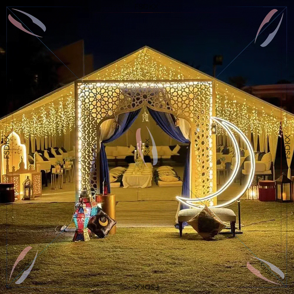 

Luxury Gold Acrylic Wedding Arch Backdrop For Wedding Banquet Festival Backdrop Stage