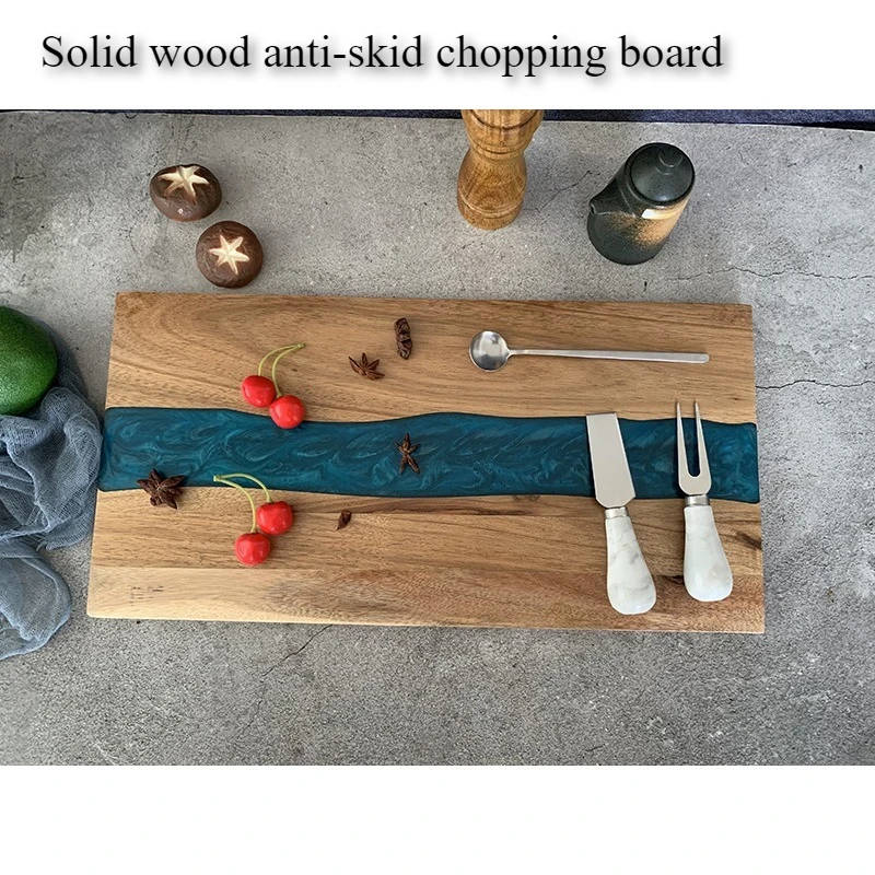Rosewood Epoxy Cutting Board-Reversible Wood &Resin Charcuterie Plate for Steak/Cheese, Kitchen Chopping Block with Juice Groove