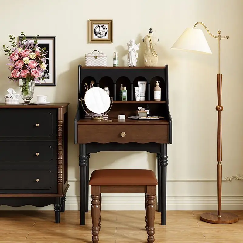 

French retro solid wood dressing table American bedroom small simple makeup narrow small apartment desk