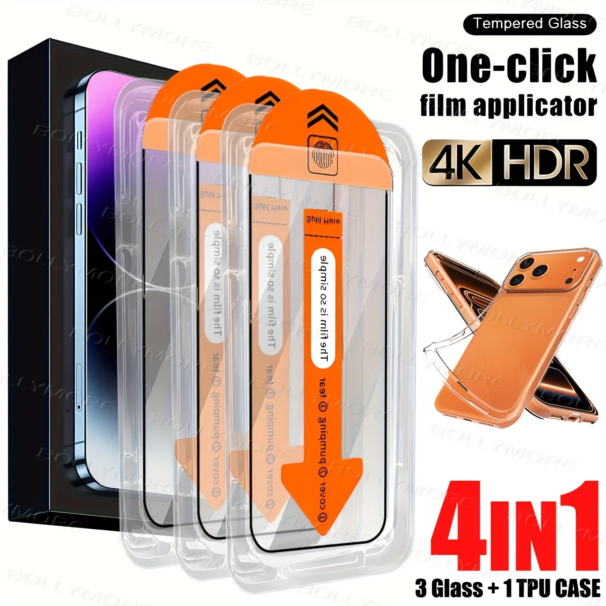 Conjunto de 3 Películas Protetoras HD para Celular e 1 Capa de Celular, Compatível com iPhone 17/ Air/17 Pro Max/16/15/14/11/XR/XS