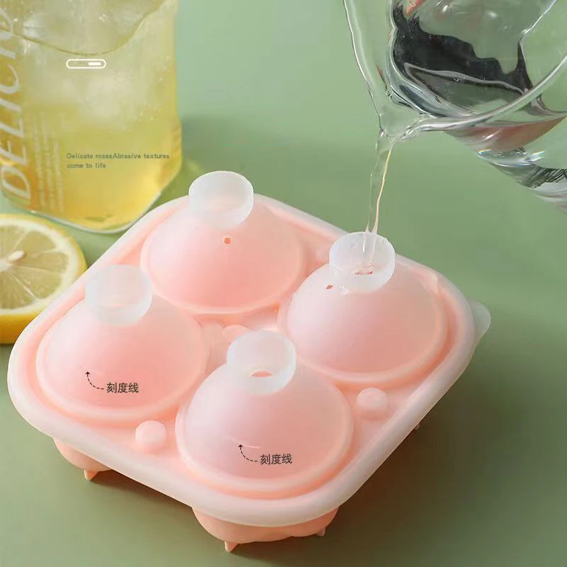 3D Rose Silicone Ice Molds 4-Hole Ice Cube Tray Flower Shape Ice Ball Maker Kitchen Bar Utensils Accessory view 4