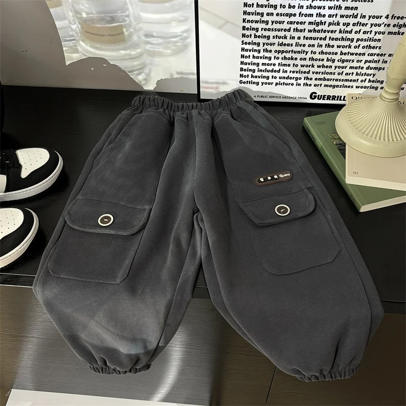 Spring Boys Pants Children Loose Sports Trousers Large Pockets Pants Teenager Autumn Casual Pants Baby Boy Fashion Clothes 2-14Y