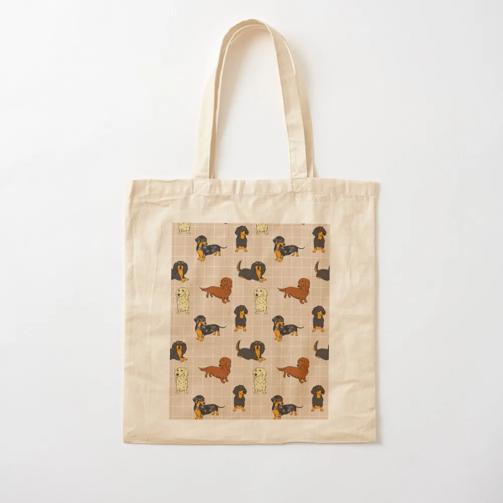 Dachshund All Day Long Cream Tote Bag university shopper bag reusable shopping bag