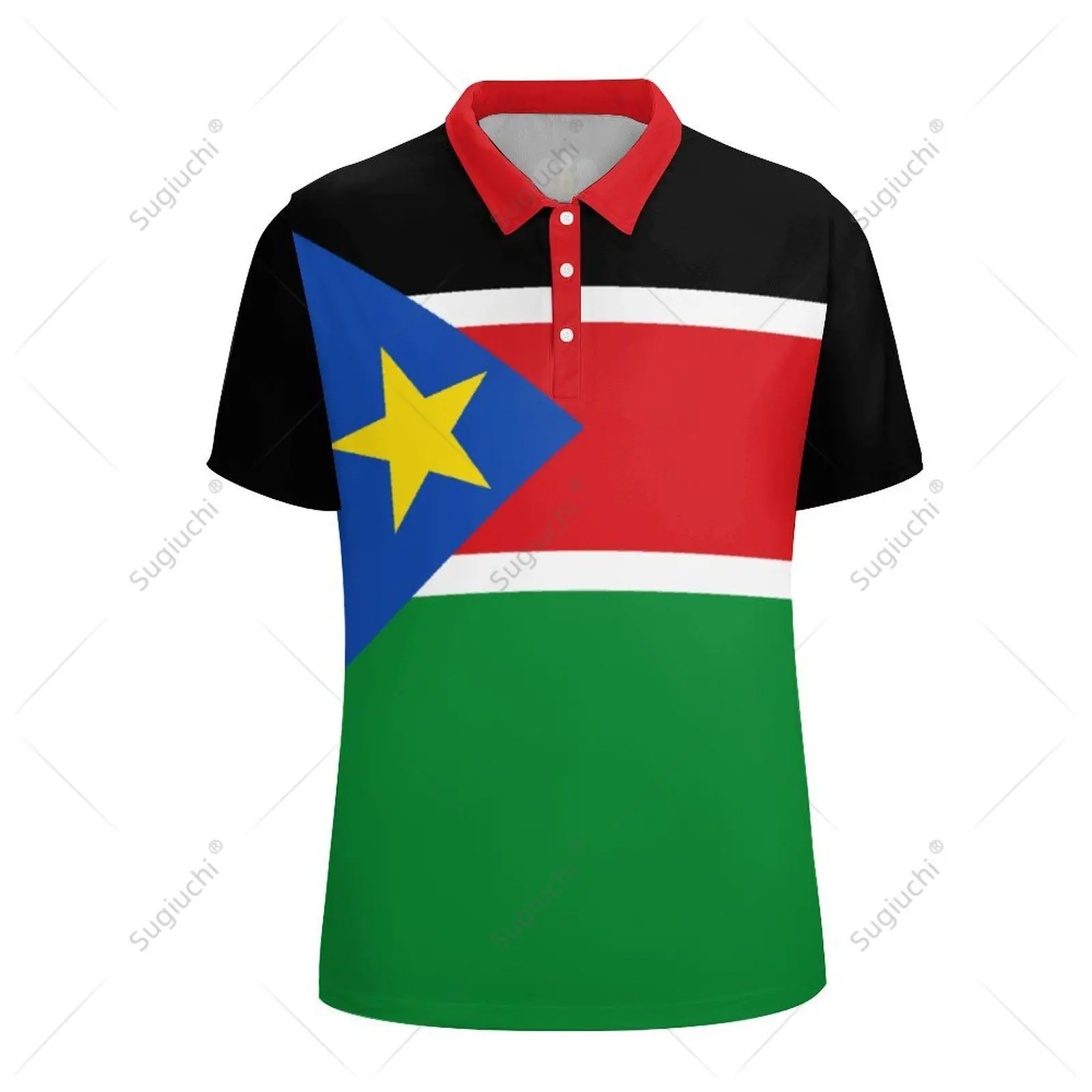 Unisex Polo Shirt South Sudan Flag 3D Print Man Polo Fashion Clothing Tracksuits Short Sleeves