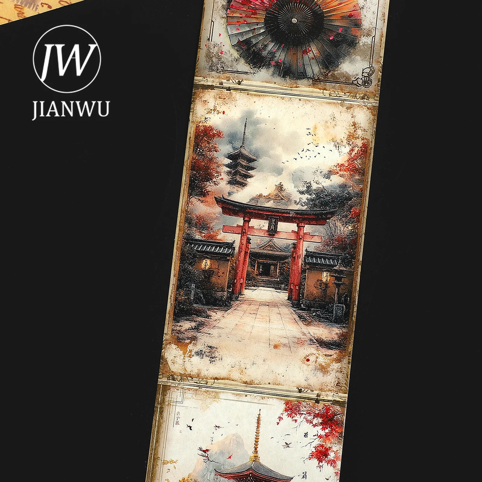 JIANWU 80 مللي متر * 205 سنتيمتر أزهار الكرز خمر شخصية المشهد المواد الكولاج سجل القصاصات اشي الشريط الإبداعية مجلة القرطاسية