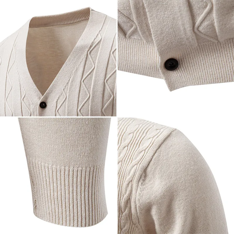 Maglione lavorato a maglia da uomo alla moda Strato base casual Cardigan aperto Inverno Faion Fibra di poliestere V-Ne Lungo Sve Abbigliamento caldo