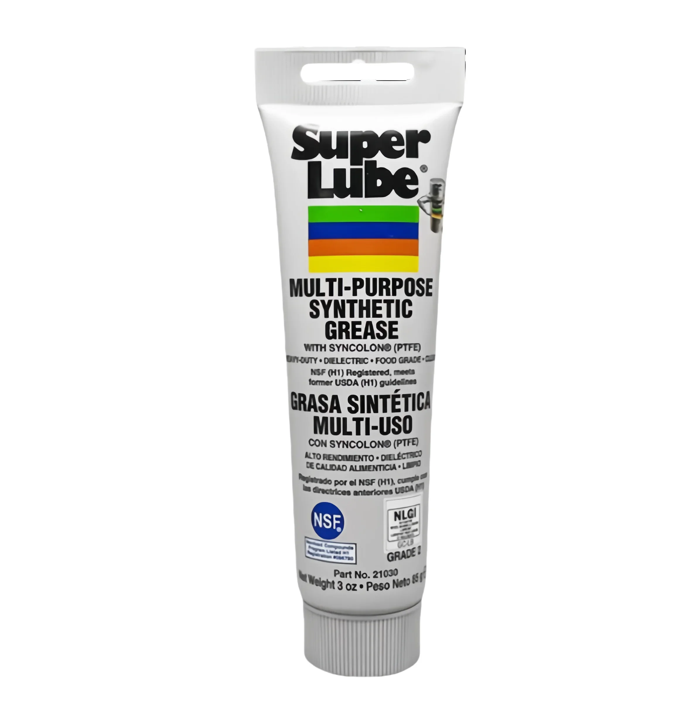 Super Lube 21030 Synthetic PTFE Grease 3Oz NSF Food Grade Lubricant for Chain Track Hinge Bearing - Original Product